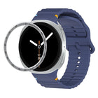Speed Bezel and Wavy Grain Stitched Color Buckle Silicone Watch Band