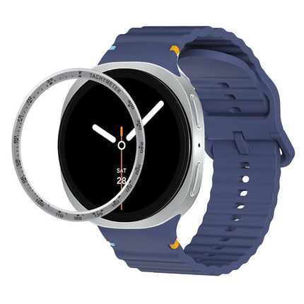 Speed Bezel and Wavy Grain Stitched Color Buckle Silicone Watch Band, For Samsung Galaxy Watch8 44mm, For Samsung Galaxy Watch8 40mm - DealBuddy