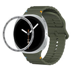 Speed Bezel and Wavy Grain Stitched Color Buckle Silicone Watch Band