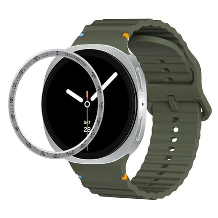 Speed Bezel and Wavy Grain Stitched Color Buckle Silicone Watch Band, For Samsung Galaxy Watch8 44mm, For Samsung Galaxy Watch8 40mm - DealBuddy