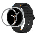 Speed Bezel and Wavy Grain Stitched Color Buckle Silicone Watch Band