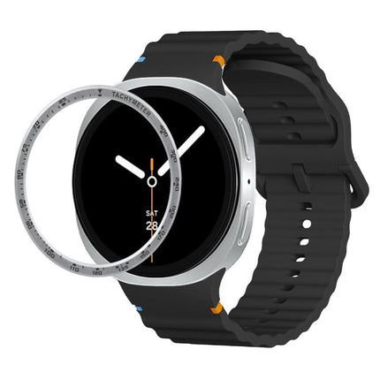 Speed Bezel and Wavy Grain Stitched Color Buckle Silicone Watch Band, For Samsung Galaxy Watch8 44mm, For Samsung Galaxy Watch8 40mm - DealBuddy
