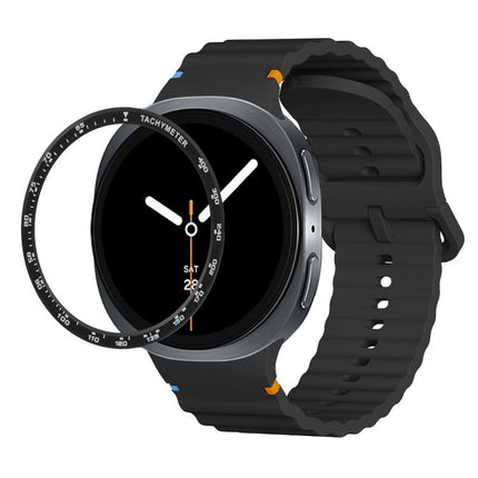 Speed Bezel and Wavy Grain Stitched Color Buckle Silicone Watch Band, For Samsung Galaxy Watch8 44mm, For Samsung Galaxy Watch8 40mm - DealBuddy