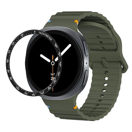Speed Bezel and Wavy Grain Stitched Color Buckle Silicone Watch Band, For Samsung Galaxy Watch8 44mm, For Samsung Galaxy Watch8 40mm - DealBuddy