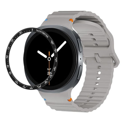 Speed Bezel and Wavy Grain Stitched Color Buckle Silicone Watch Band, For Samsung Galaxy Watch8 44mm, For Samsung Galaxy Watch8 40mm - DealBuddy