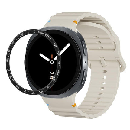 Speed Bezel and Wavy Grain Stitched Color Buckle Silicone Watch Band, For Samsung Galaxy Watch8 44mm, For Samsung Galaxy Watch8 40mm - DealBuddy