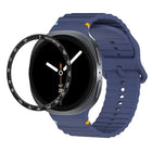 Speed Bezel and Wavy Grain Stitched Color Buckle Silicone Watch Band