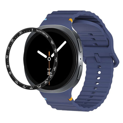 Speed Bezel and Wavy Grain Stitched Color Buckle Silicone Watch Band, For Samsung Galaxy Watch8 44mm, For Samsung Galaxy Watch8 40mm - DealBuddy