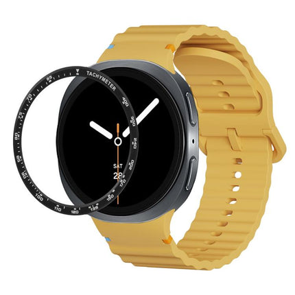 Speed Bezel and Wavy Grain Stitched Color Buckle Silicone Watch Band, For Samsung Galaxy Watch8 44mm, For Samsung Galaxy Watch8 40mm - DealBuddy