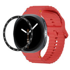 Speed Bezel and Wavy Grain Stitched Color Buckle Silicone Watch Band, For Samsung Galaxy Watch8 44mm, For Samsung Galaxy Watch8 40mm - DealBuddy