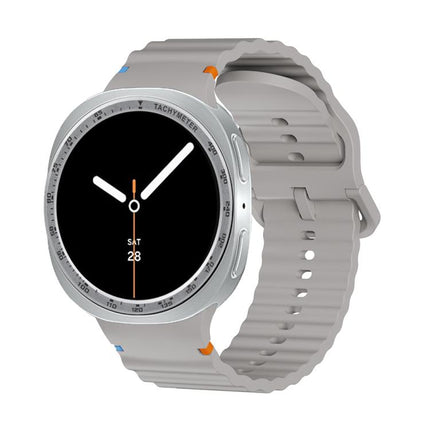 Speed Bezel and Wavy Grain Stitched Color Buckle Silicone Watch Band