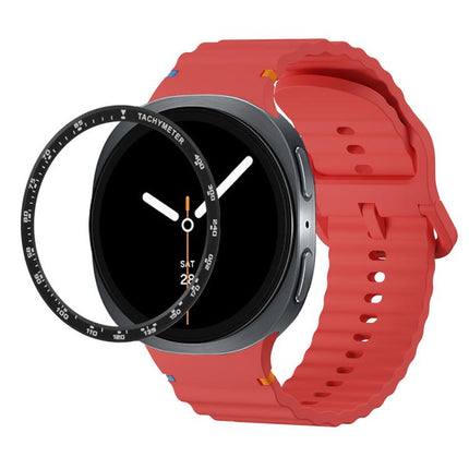 Speed Bezel and Wavy Grain Stitched Color Buckle Silicone Watch Band