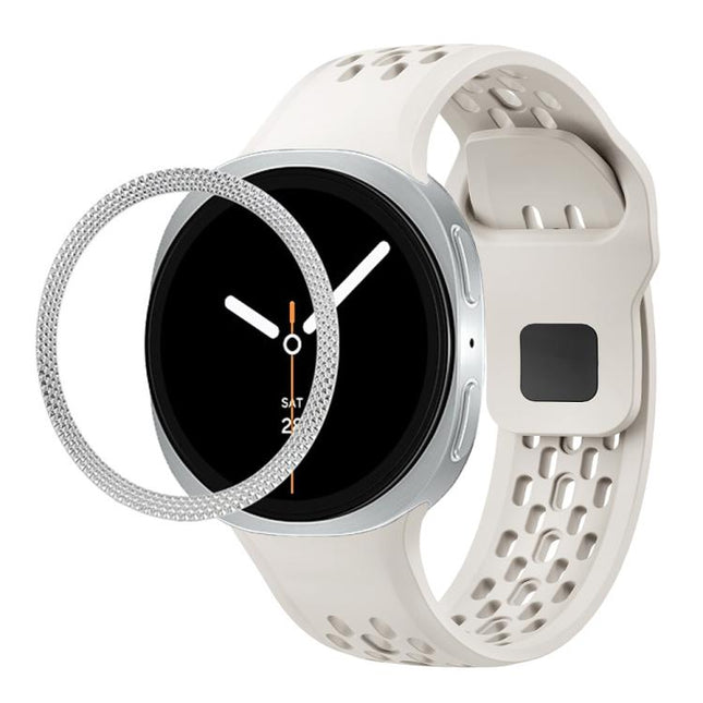 Rhombic Texture Bezel and Black Reverse Buckle Silicone Watch Band