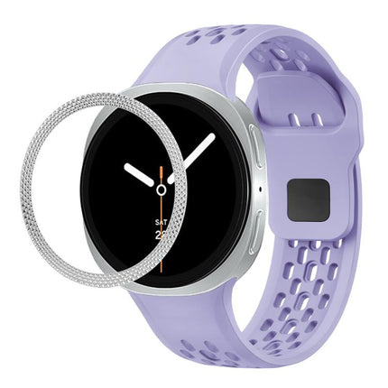Rhombic Texture Bezel and Black Reverse Buckle Silicone Watch Band, For Samsung Galaxy Watch8 44mm, For Samsung Galaxy Watch8 40mm - DealBuddy