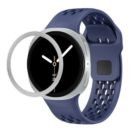 Rhombic Texture Bezel and Black Reverse Buckle Silicone Watch Band