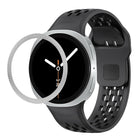 Rhombic Texture Bezel and Black Reverse Buckle Silicone Watch Band