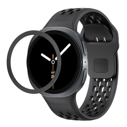 Rhombic Texture Bezel and Black Reverse Buckle Silicone Watch Band