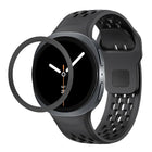 Rhombic Texture Bezel and Black Reverse Buckle Silicone Watch Band