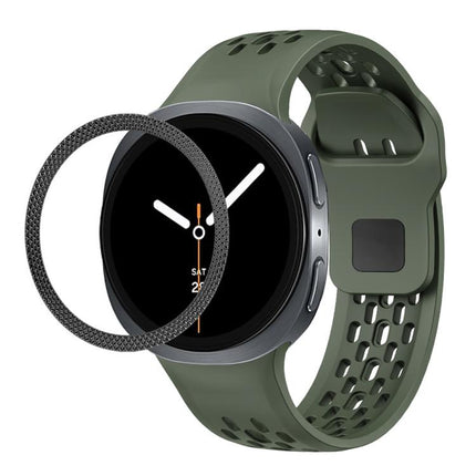 Rhombic Texture Bezel and Black Reverse Buckle Silicone Watch Band