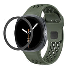 Rhombic Texture Bezel and Black Reverse Buckle Silicone Watch Band