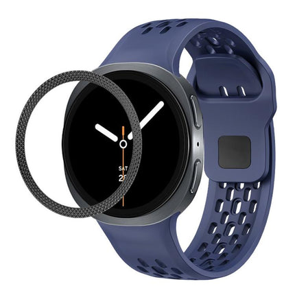Rhombic Texture Bezel and Black Reverse Buckle Silicone Watch Band