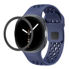 Rhombic Texture Bezel and Black Reverse Buckle Silicone Watch Band