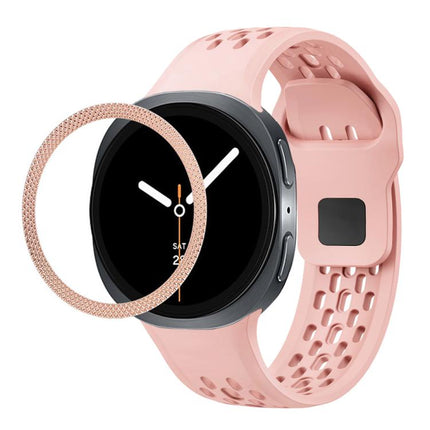 Rhombic Texture Bezel and Black Reverse Buckle Silicone Watch Band, For Samsung Galaxy Watch8 44mm, For Samsung Galaxy Watch8 40mm - DealBuddy