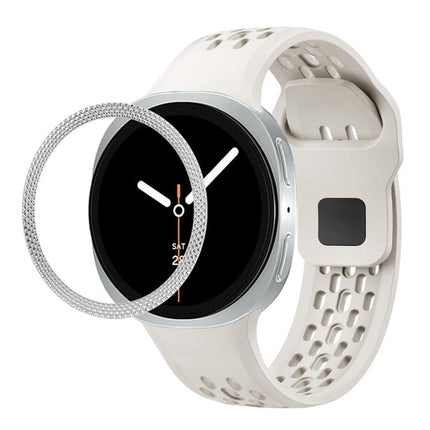 Rhombic Texture Bezel and Black Reverse Buckle Silicone Watch Band, For Samsung Galaxy Watch8 44mm, For Samsung Galaxy Watch8 40mm - DealBuddy