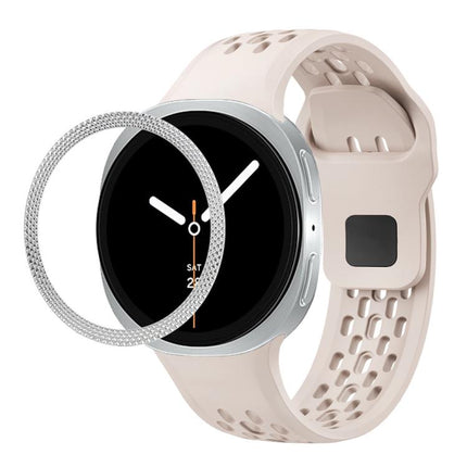Rhombic Texture Bezel and Black Reverse Buckle Silicone Watch Band, For Samsung Galaxy Watch8 44mm, For Samsung Galaxy Watch8 40mm - DealBuddy