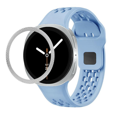 Rhombic Texture Bezel and Black Reverse Buckle Silicone Watch Band