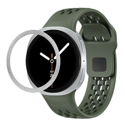 Rhombic Texture Bezel and Black Reverse Buckle Silicone Watch Band