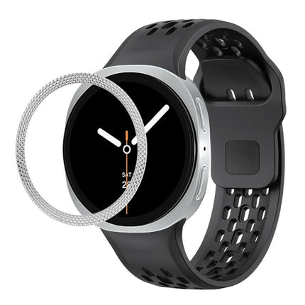 Rhombic Texture Bezel and Black Reverse Buckle Silicone Watch Band
