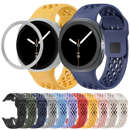 Rhombic Texture Bezel and Black Reverse Buckle Silicone Watch Band