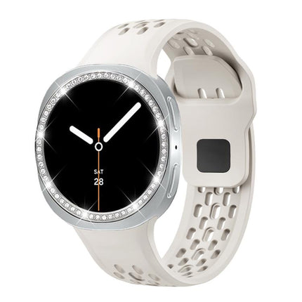 Diamond Bezel and Black Reverse Buckle Silicone Watch Band, For Samsung Galaxy Watch8 44mm, For Samsung Galaxy Watch8 40mm - DealBuddy