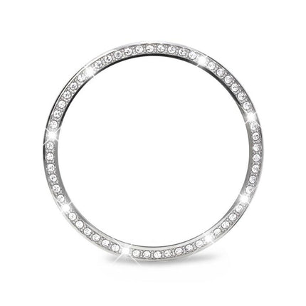 Diamond Bezel and Black Reverse Buckle Silicone Watch Band