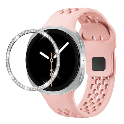Diamond Bezel and Black Reverse Buckle Silicone Watch Band, For Samsung Galaxy Watch8 44mm, For Samsung Galaxy Watch8 40mm - DealBuddy