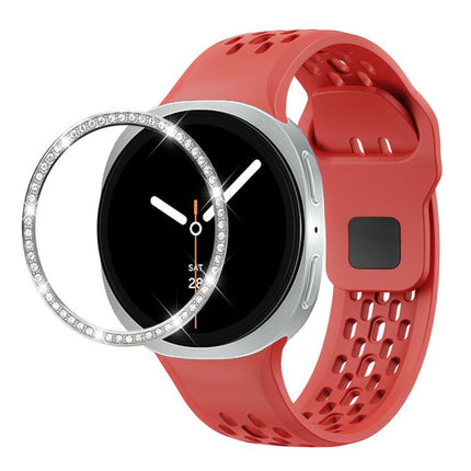 Diamond Bezel and Black Reverse Buckle Silicone Watch Band