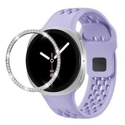 Diamond Bezel and Black Reverse Buckle Silicone Watch Band