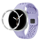 Diamond Bezel and Black Reverse Buckle Silicone Watch Band