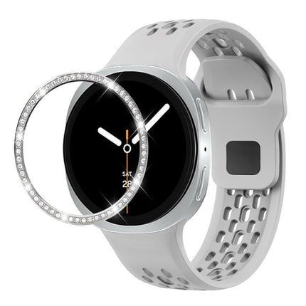 Diamond Bezel and Black Reverse Buckle Silicone Watch Band, For Samsung Galaxy Watch8 44mm, For Samsung Galaxy Watch8 40mm - DealBuddy