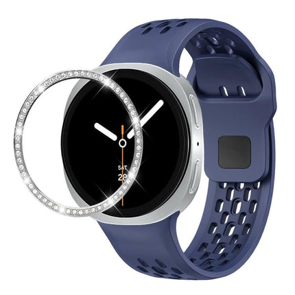Diamond Bezel and Black Reverse Buckle Silicone Watch Band, For Samsung Galaxy Watch8 44mm, For Samsung Galaxy Watch8 40mm - DealBuddy