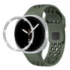 Diamond Bezel and Black Reverse Buckle Silicone Watch Band