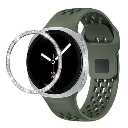 Diamond Bezel and Black Reverse Buckle Silicone Watch Band, For Samsung Galaxy Watch8 44mm, For Samsung Galaxy Watch8 40mm - DealBuddy