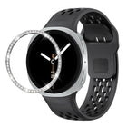 Diamond Bezel and Black Reverse Buckle Silicone Watch Band