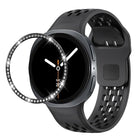 Diamond Bezel and Black Reverse Buckle Silicone Watch Band