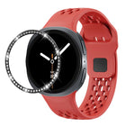 Diamond Bezel and Black Reverse Buckle Silicone Watch Band, For Samsung Galaxy Watch8 44mm, For Samsung Galaxy Watch8 40mm - DealBuddy