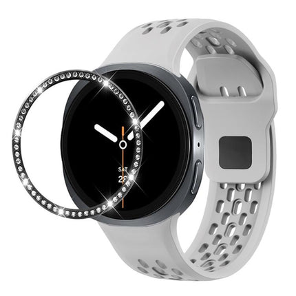 Diamond Bezel and Black Reverse Buckle Silicone Watch Band