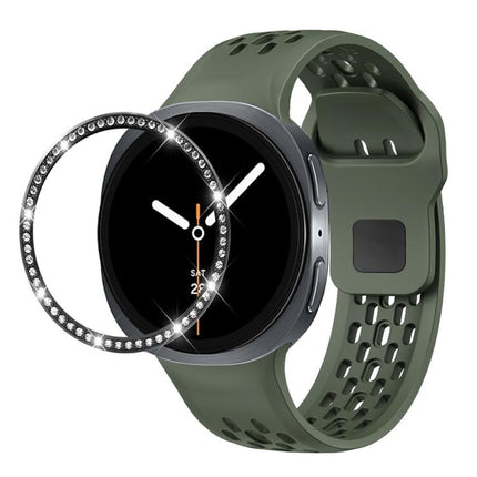 Diamond Bezel and Black Reverse Buckle Silicone Watch Band