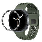 Diamond Bezel and Black Reverse Buckle Silicone Watch Band