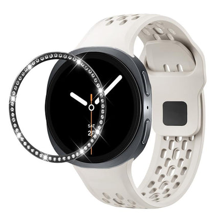Diamond Bezel and Black Reverse Buckle Silicone Watch Band, For Samsung Galaxy Watch8 44mm, For Samsung Galaxy Watch8 40mm - DealBuddy